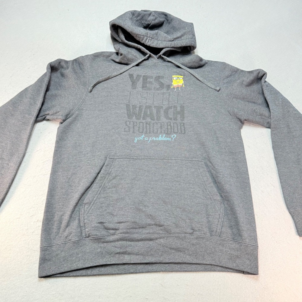 Spongebob Squarepants Hoodie Port & Company Nickelodeon‎ Gray Medium